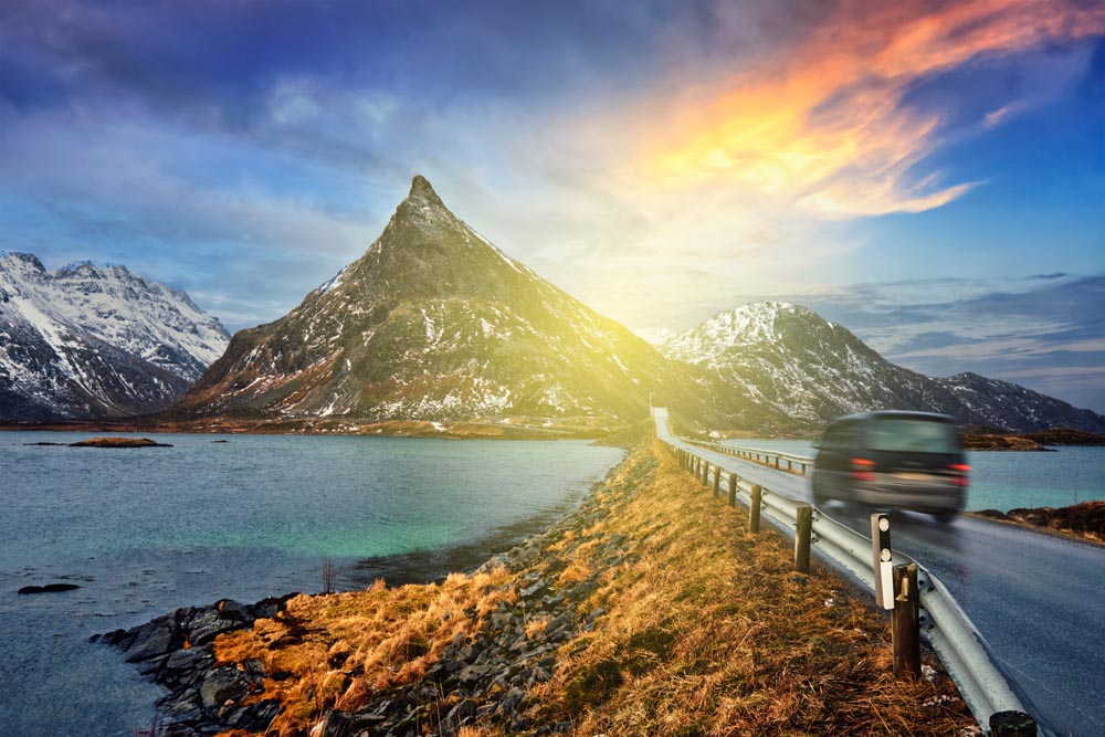 Car on road in Norway